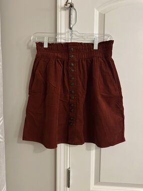 Madewell Button-Front A-Line Skirt in Rust